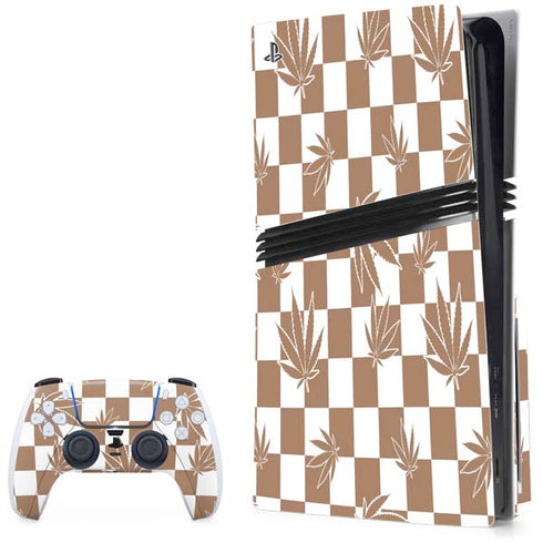 Marijuana Brown Checkered PS5 Pro Disk Bundle  Skin